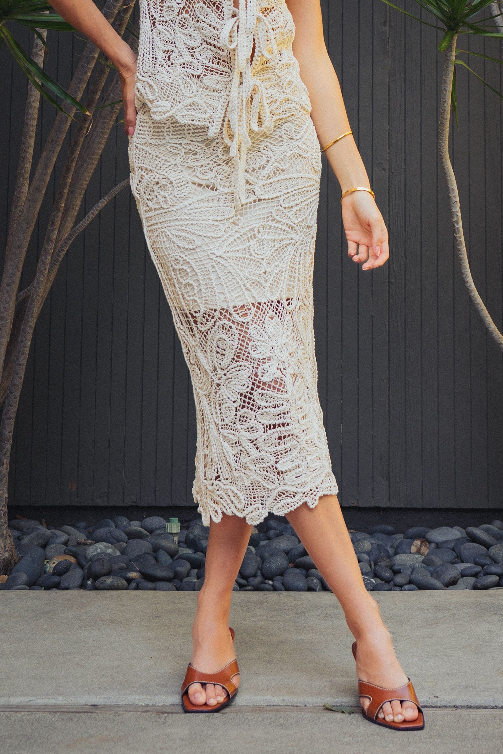 Crochet Lace Midi Skirt