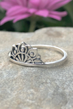 Half Lotus Mandala Ring in Sterling Silver