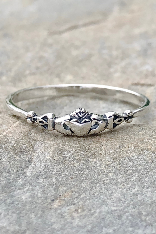 Tiny Claddagh Ring in Sterling Silver