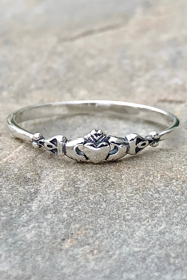 Tiny Claddagh Ring in Sterling Silver