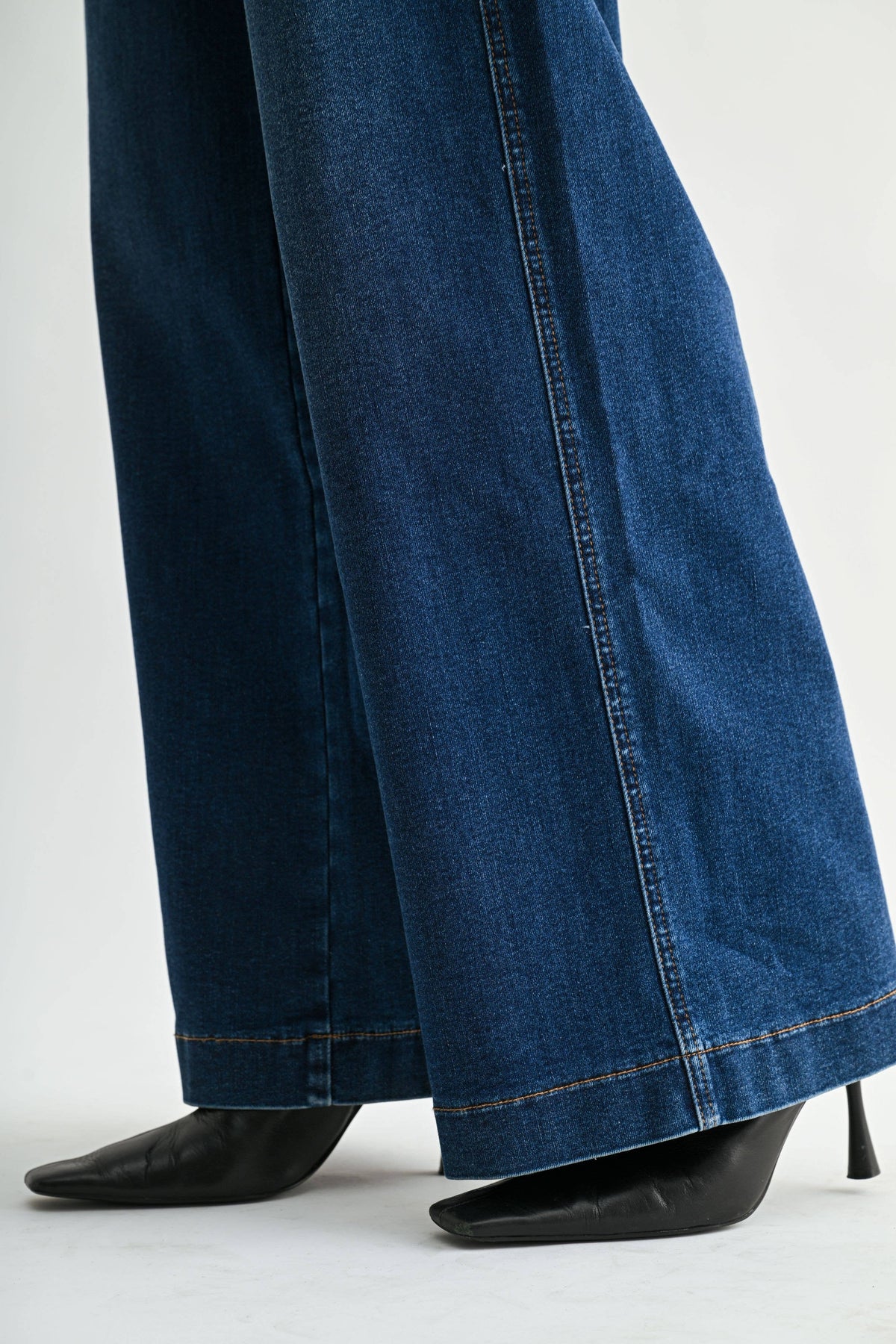 High Rise Full Length Wide Leg Jeans