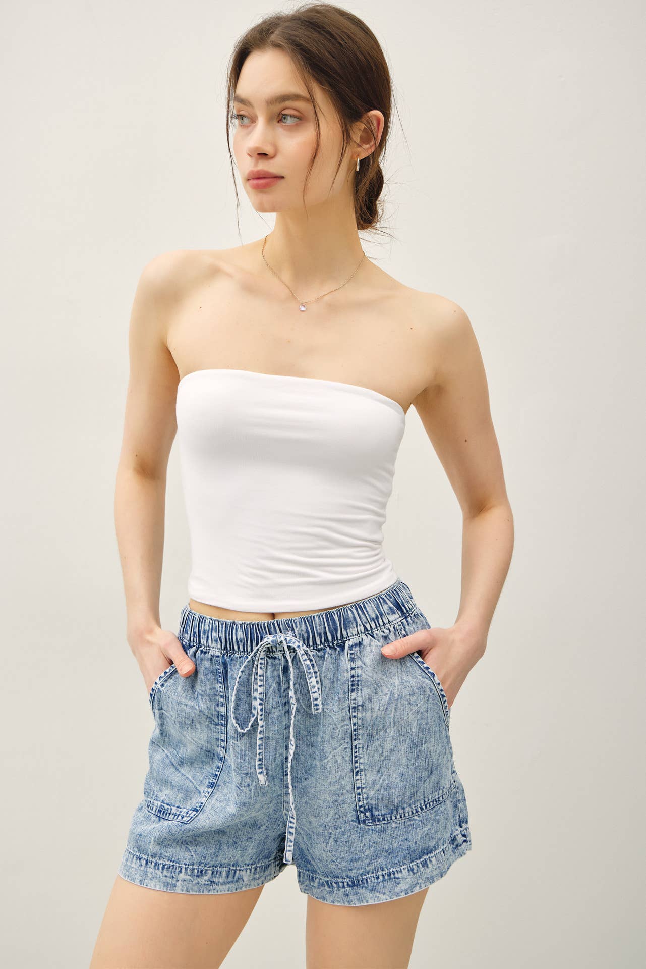 Acid Wash Denim Shorts