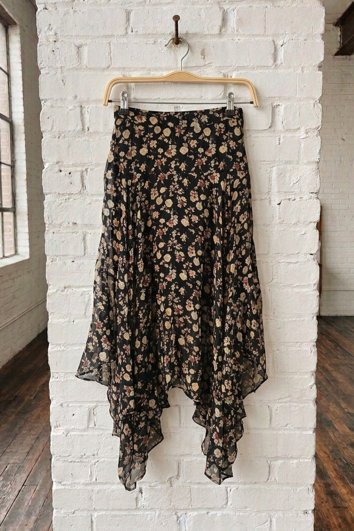 Floral Handkerchief Hem Skirt