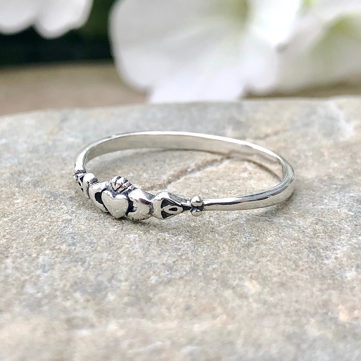 Tiny Claddagh Ring in Sterling Silver