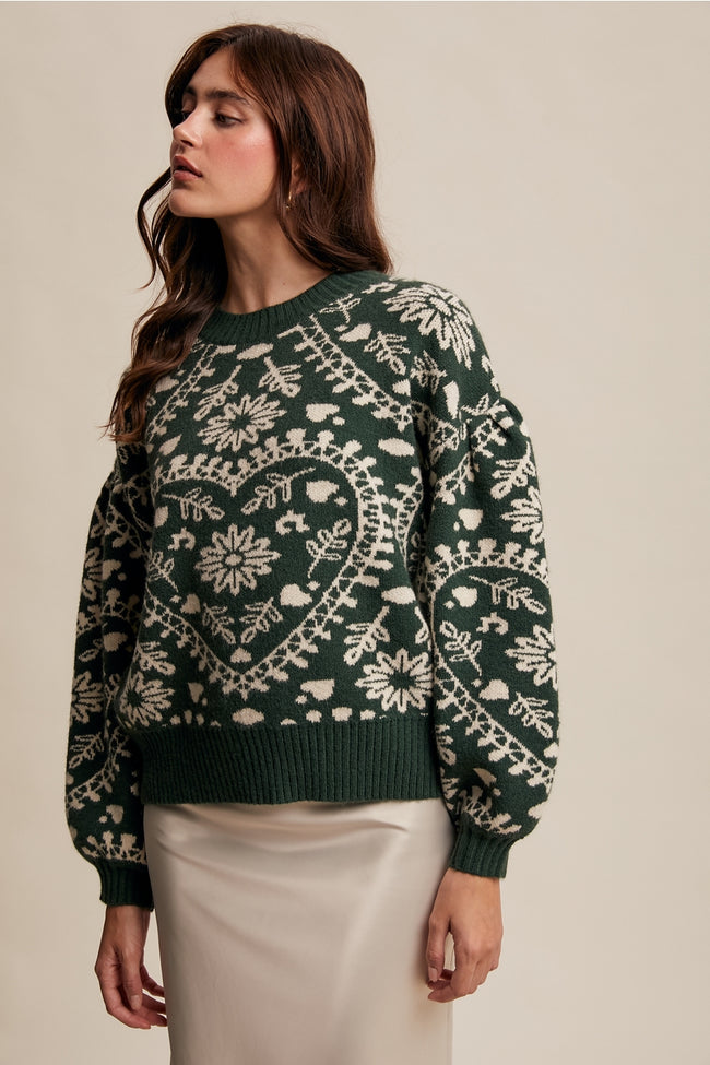 Jacquard Heart Sweater