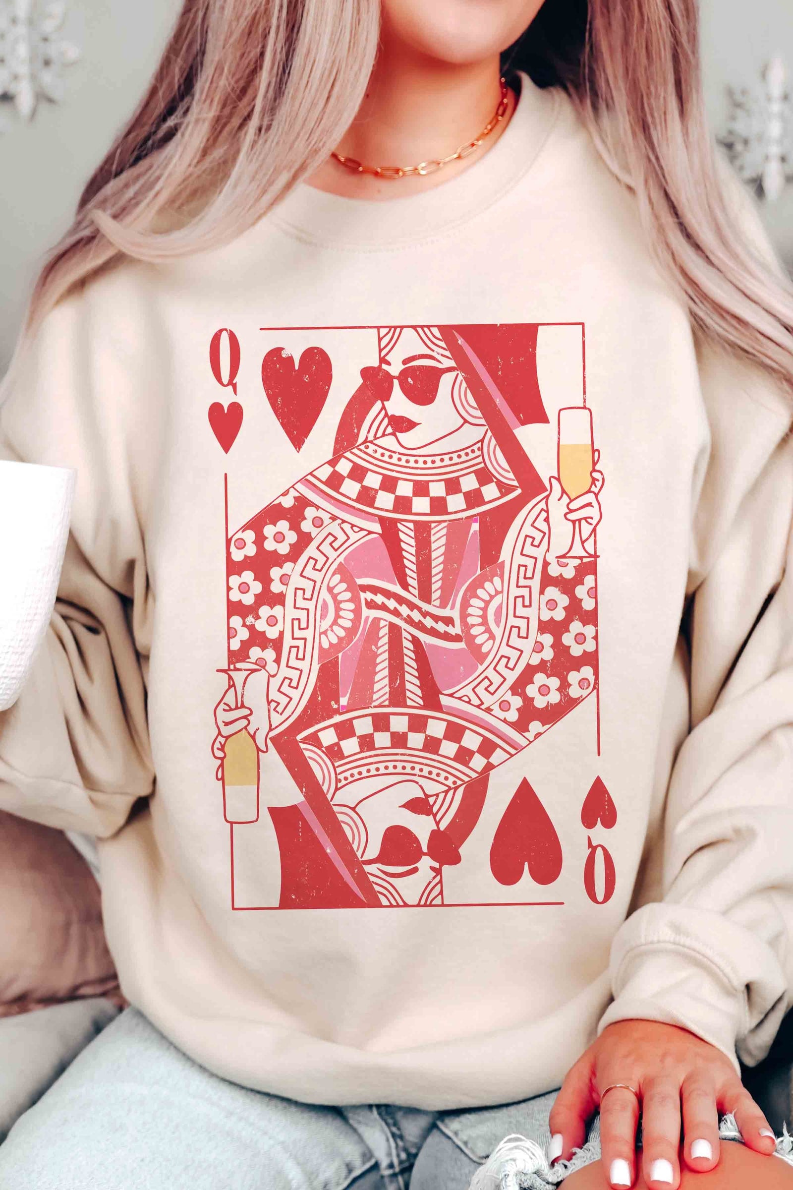 Queen of Hearts and Champagne Sweatshirt