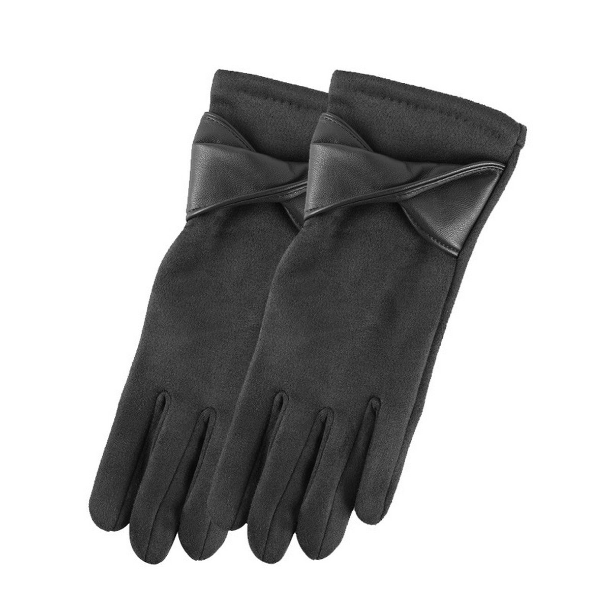 Faux Suede Bow Gloves