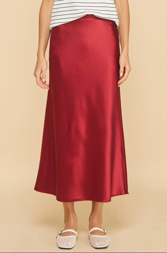 Solid Satin Skirt