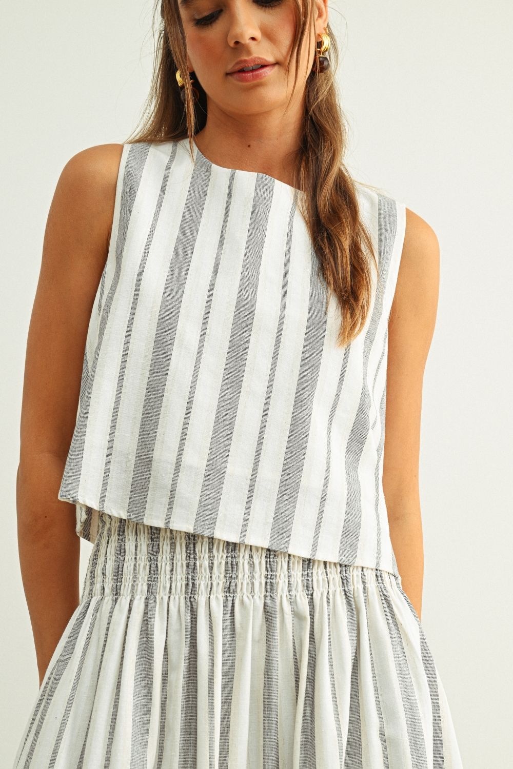 Striped Sleeveless Crop Top