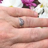 Half Lotus Mandala Ring in Sterling Silver