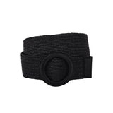 Final Sale - Woven Raffia Circle Buckle Stretch Belt