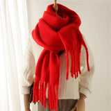 Solid Chunky Tassel Scarf