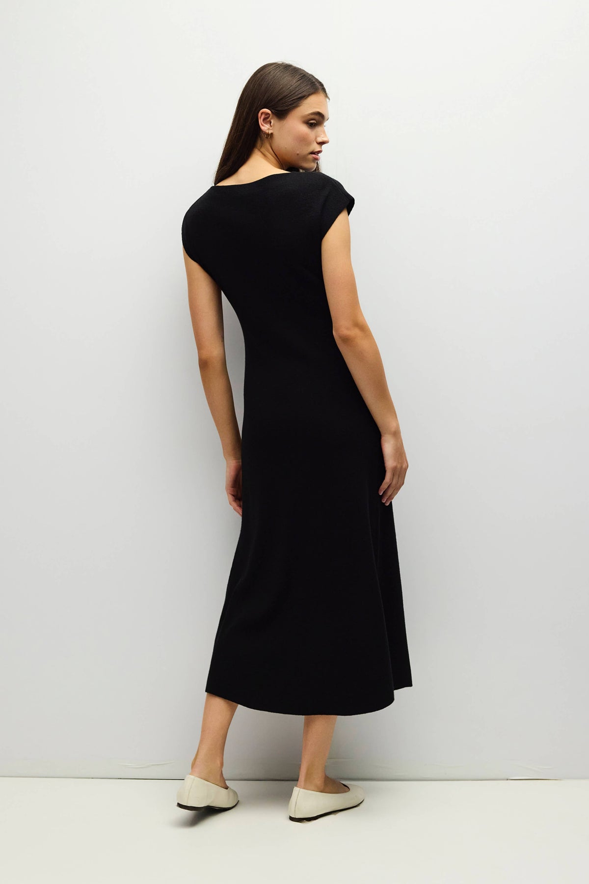 Knit Boat Neck Midi Dress