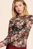 Floral Mesh Long Sleeve Top
