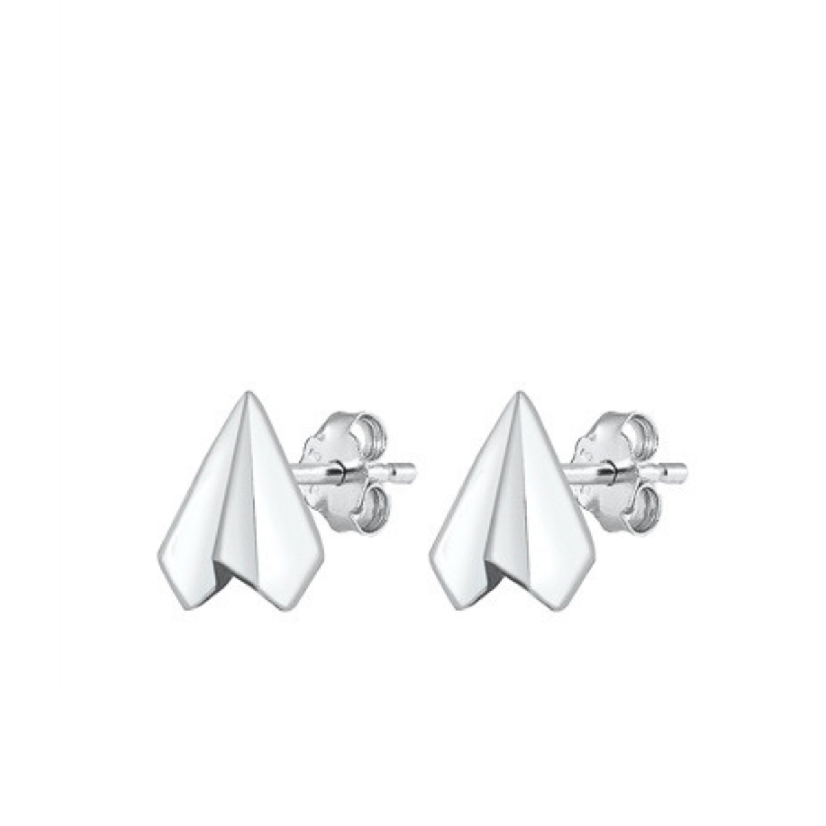 Sterling Silver Paper Airplane Stud Earrings