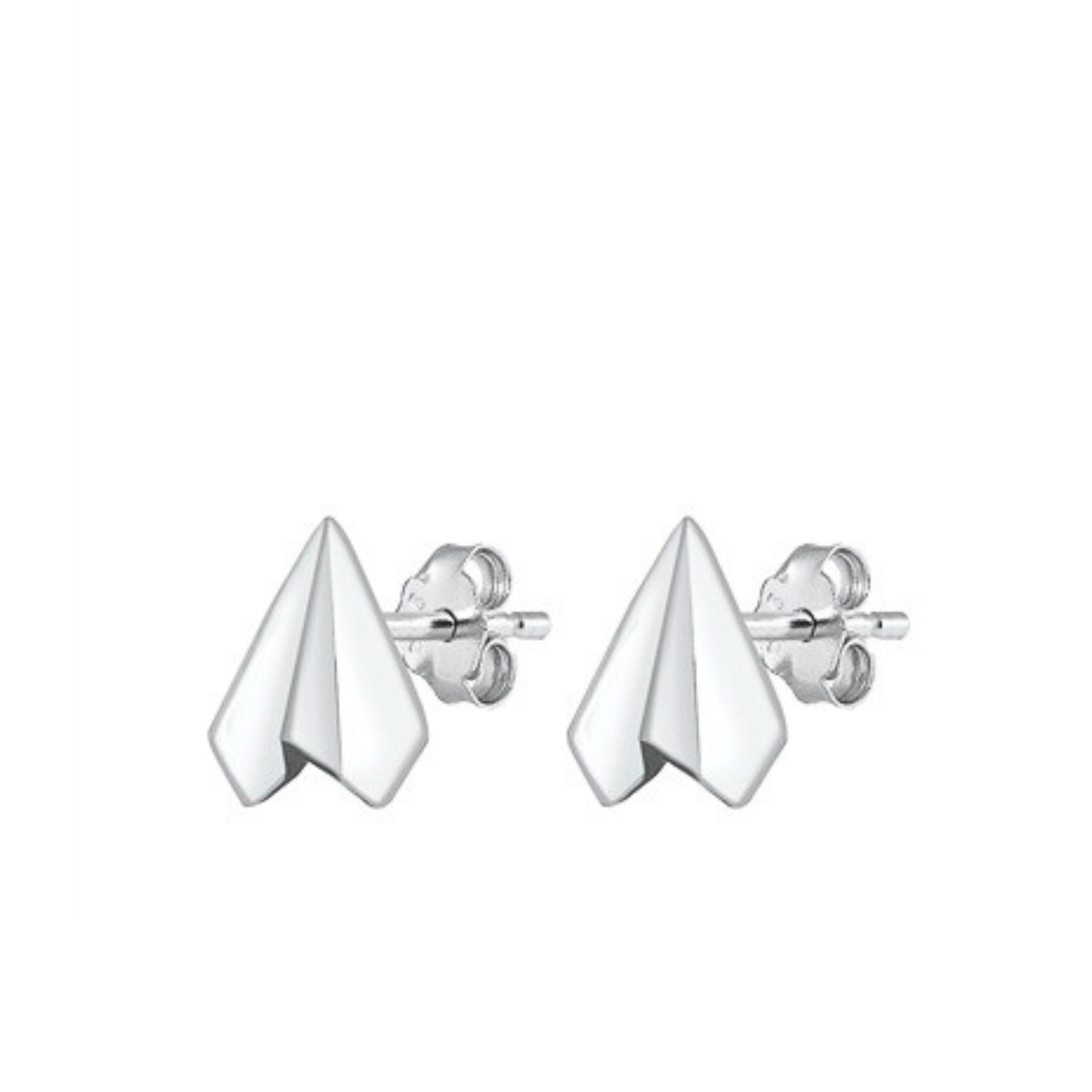 Sterling Silver Paper Airplane Stud Earrings