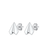 Sterling Silver Paper Airplane Stud Earrings
