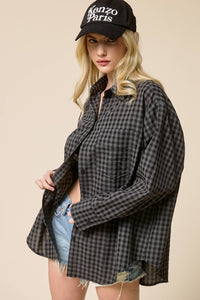 Relaxed Gingham Button Down Shirt