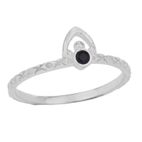 Sterling Silver Black Onyx Temple Ring