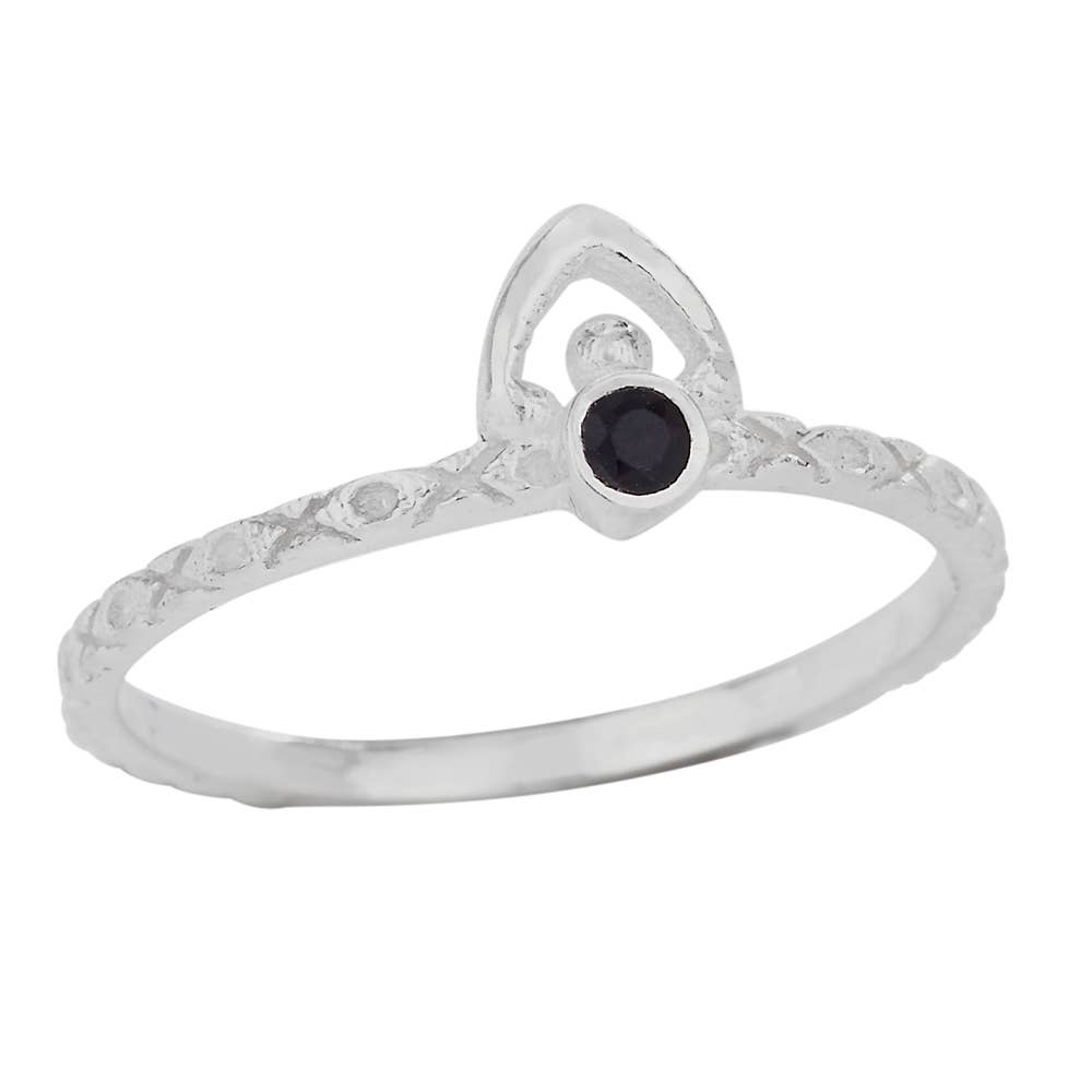Sterling Silver Black Onyx Temple Ring