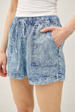 Acid Wash Denim Shorts