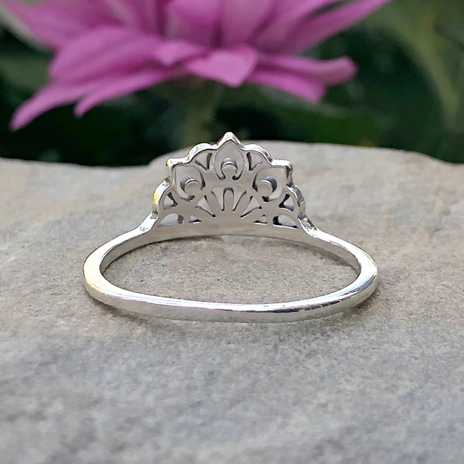 Half Lotus Mandala Ring in Sterling Silver