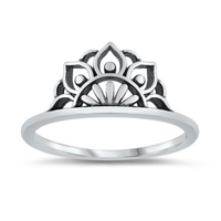 Half Lotus Mandala Ring in Sterling Silver