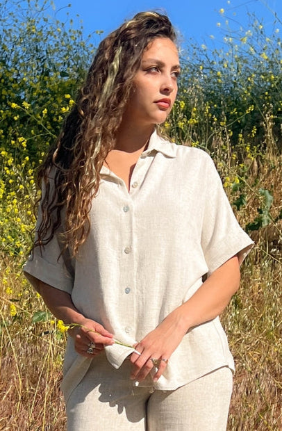 Dover Linen Blend Short Sleeve Shirt