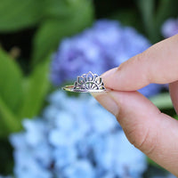 Half Lotus Mandala Ring in Sterling Silver