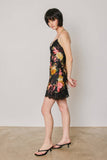 Floral Lace Trim Satin Mini Dress