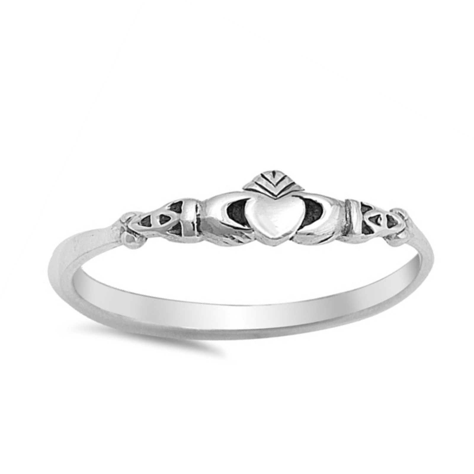 Tiny Claddagh Ring in Sterling Silver