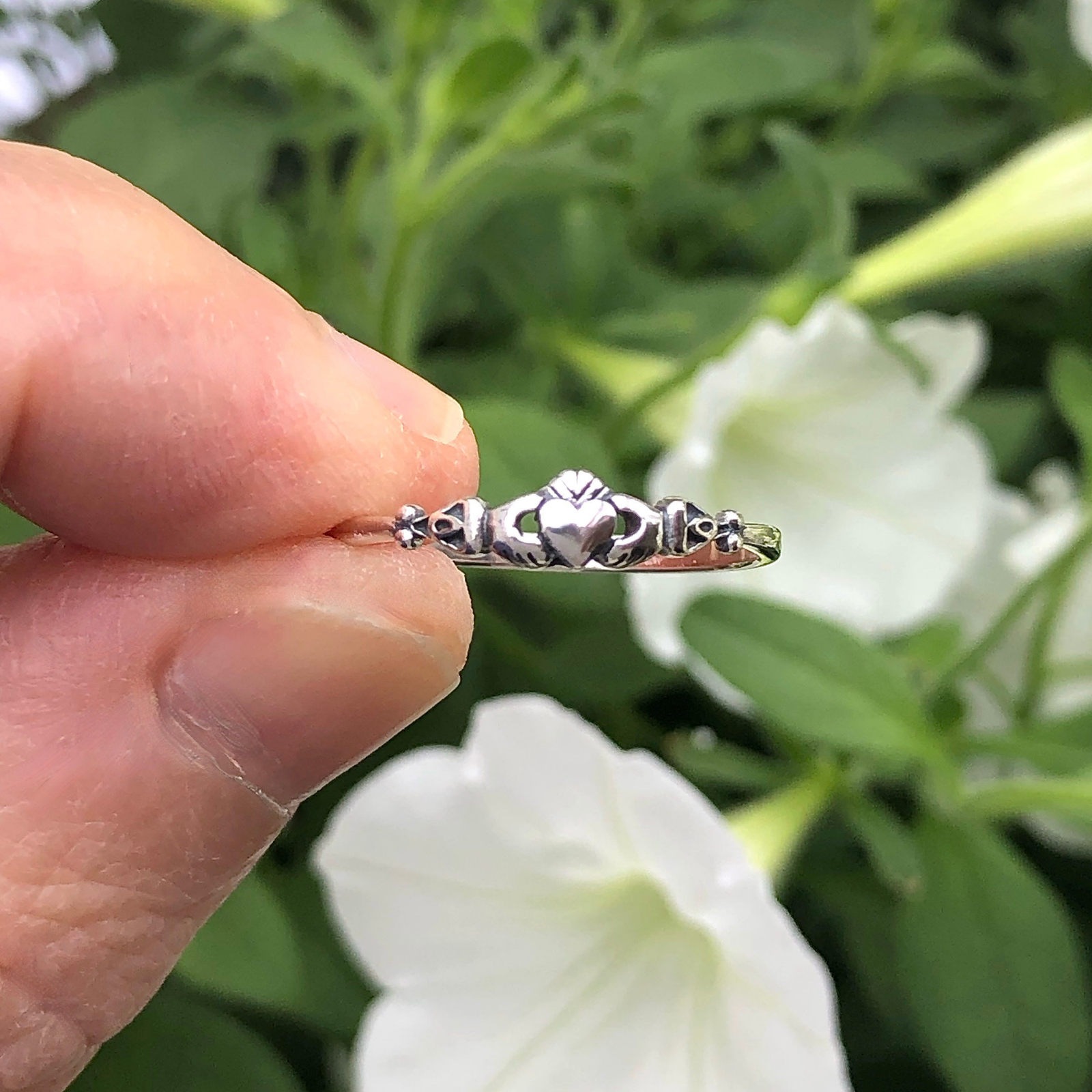 Tiny Claddagh Ring in Sterling Silver