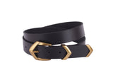 Boho Triangular Buckle Leather Belt in Black