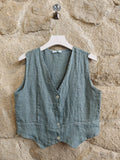 100% Linen Vest Top - One Size