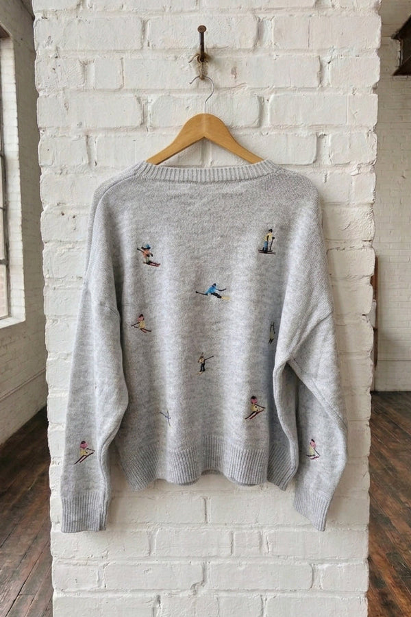 Skiers Embroidered Sweater
