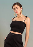 Final Sale - Smocked Tie Strap Crop Top