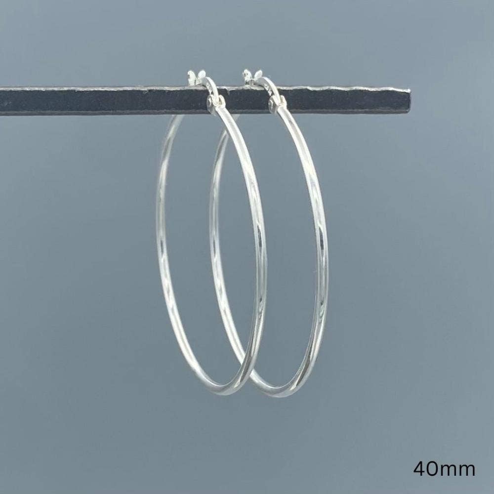 Sterling Silver French Lock Tube Hoops