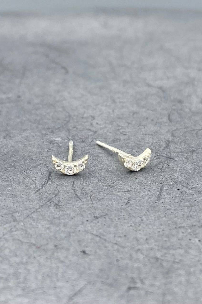 Small Pave Moon Studs