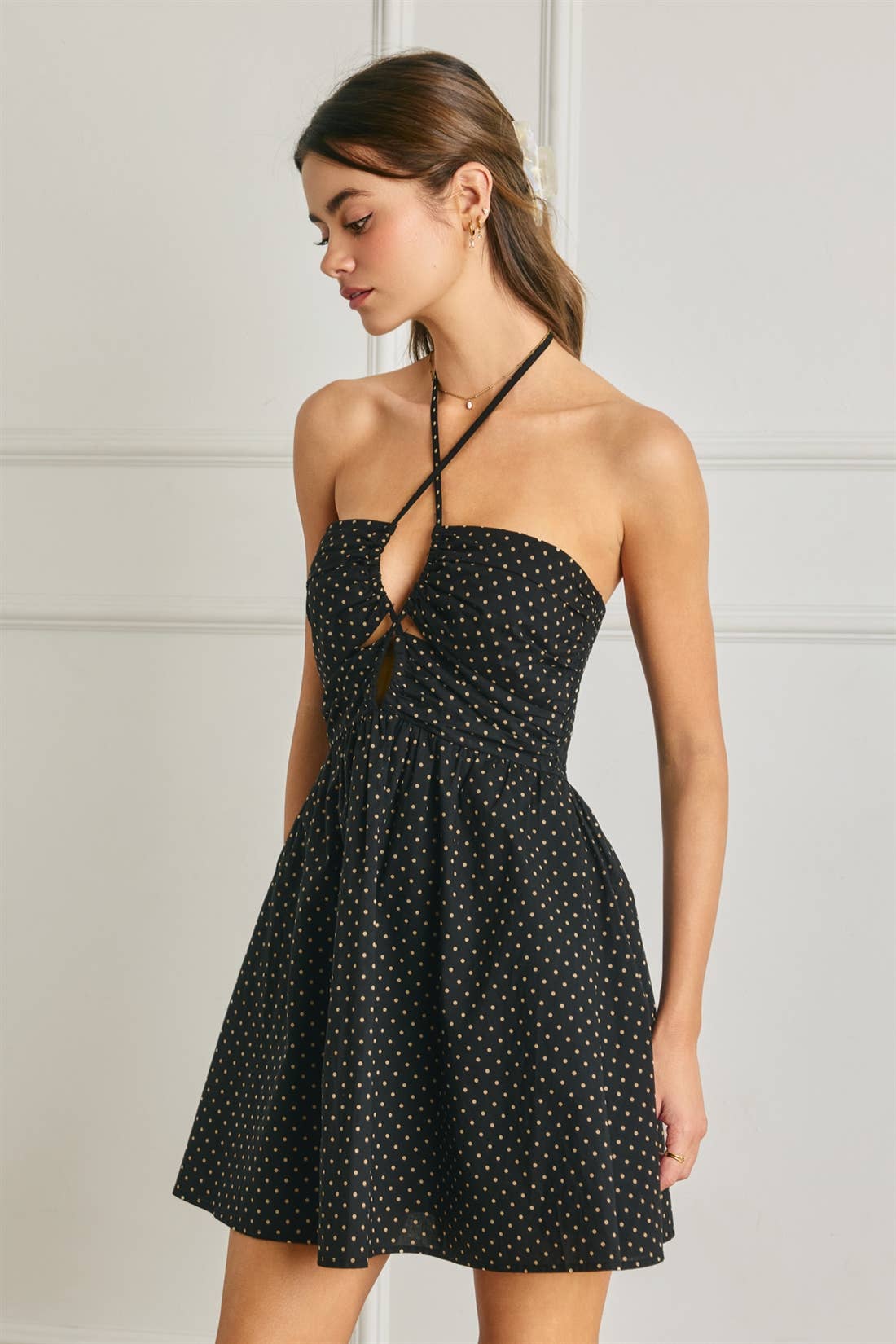 Polka Dot Halter Mini Dress