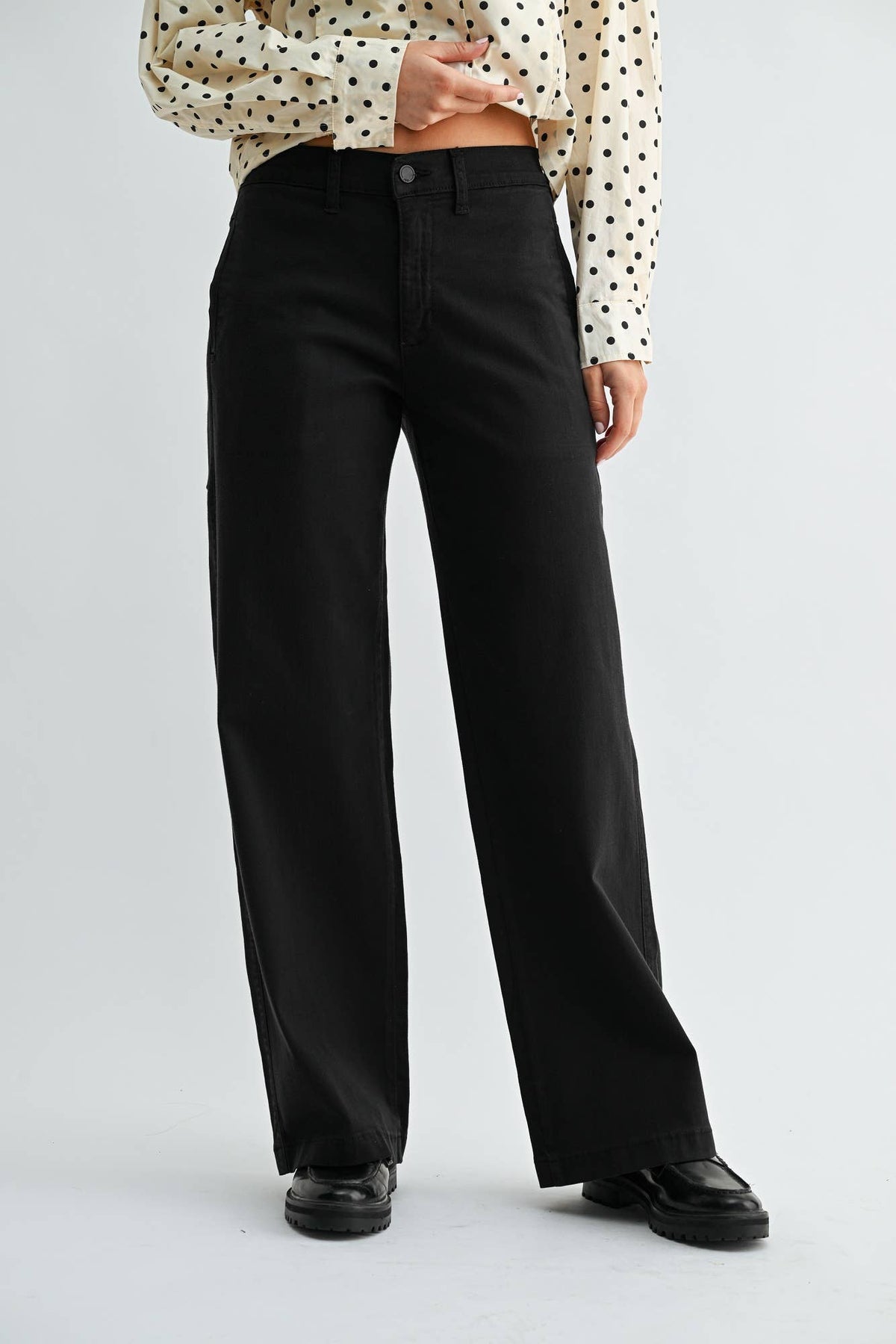 Stretch Twill Slim Wide Leg Pant