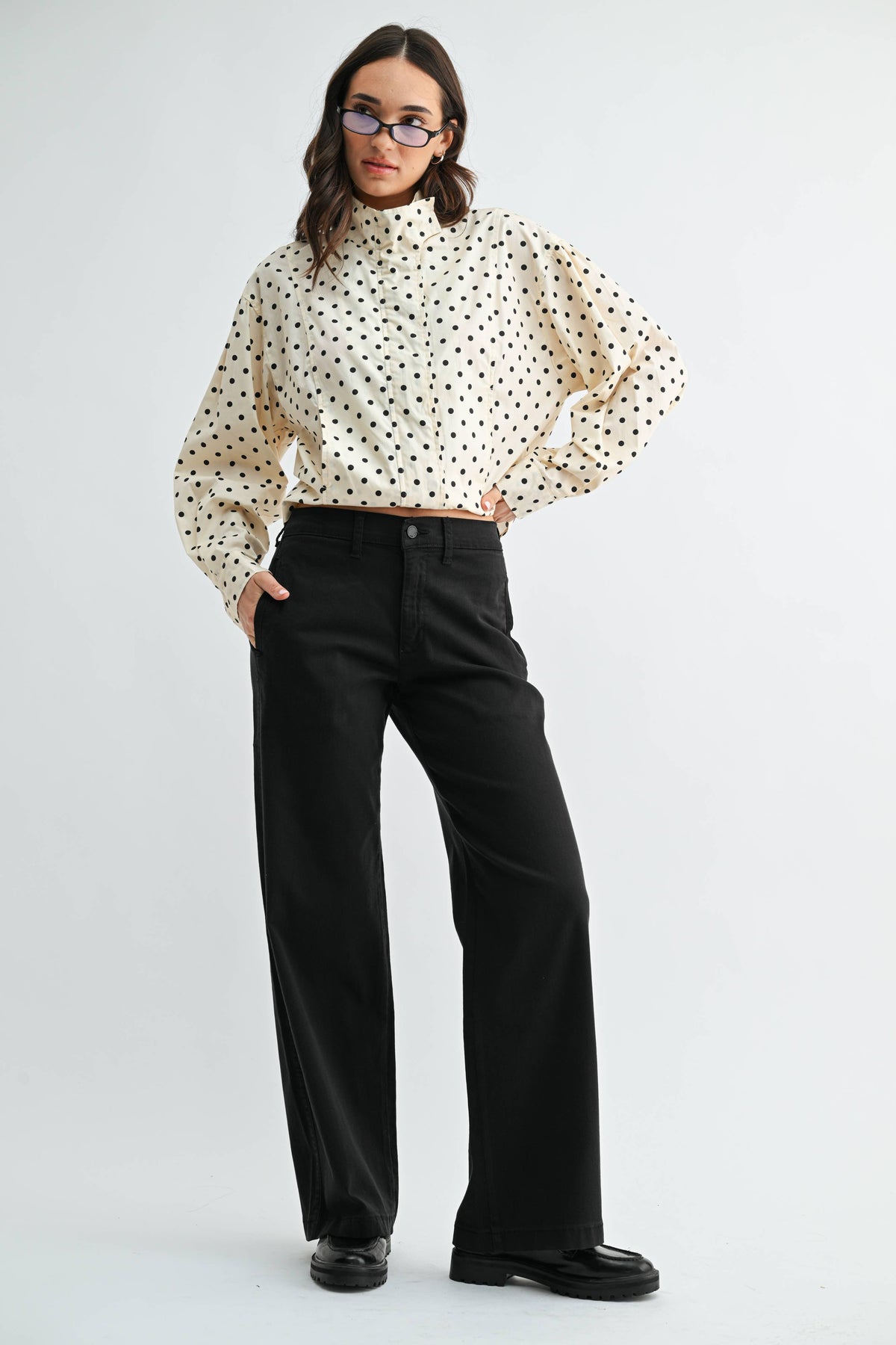Stretch Twill Slim Wide Leg Pant