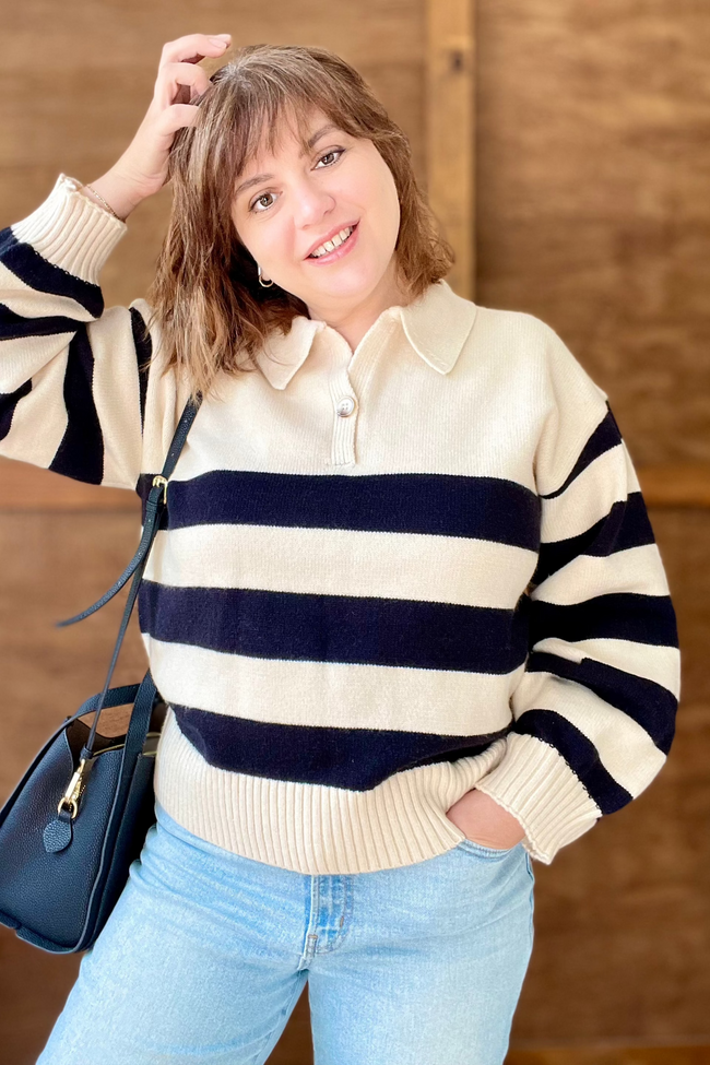 Collared Stripe Sweater