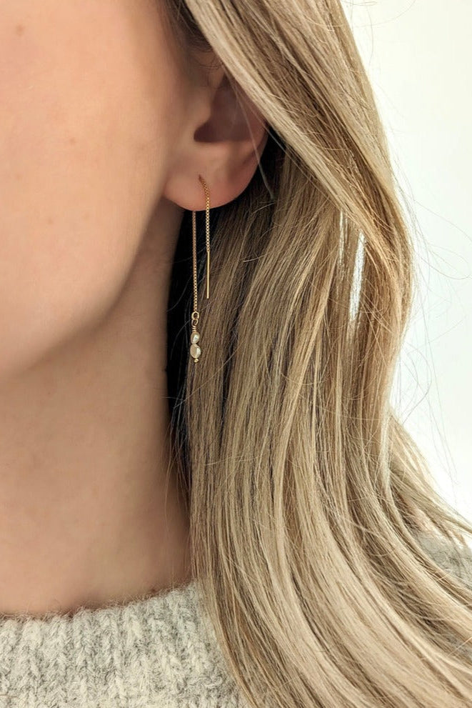 Kayla Petite Pearl Threader Earrings
