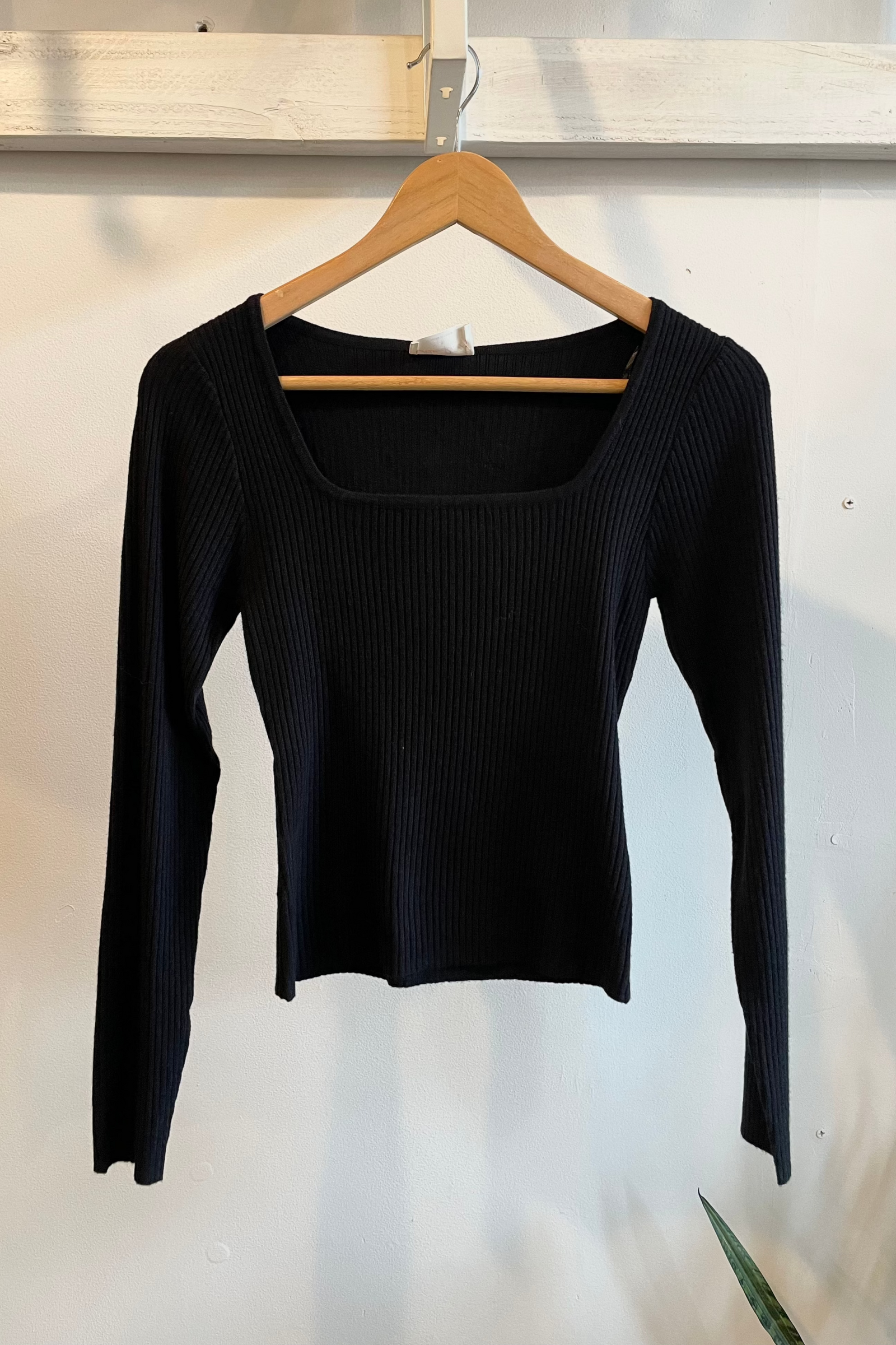 Square Neck Ribbed Pullover