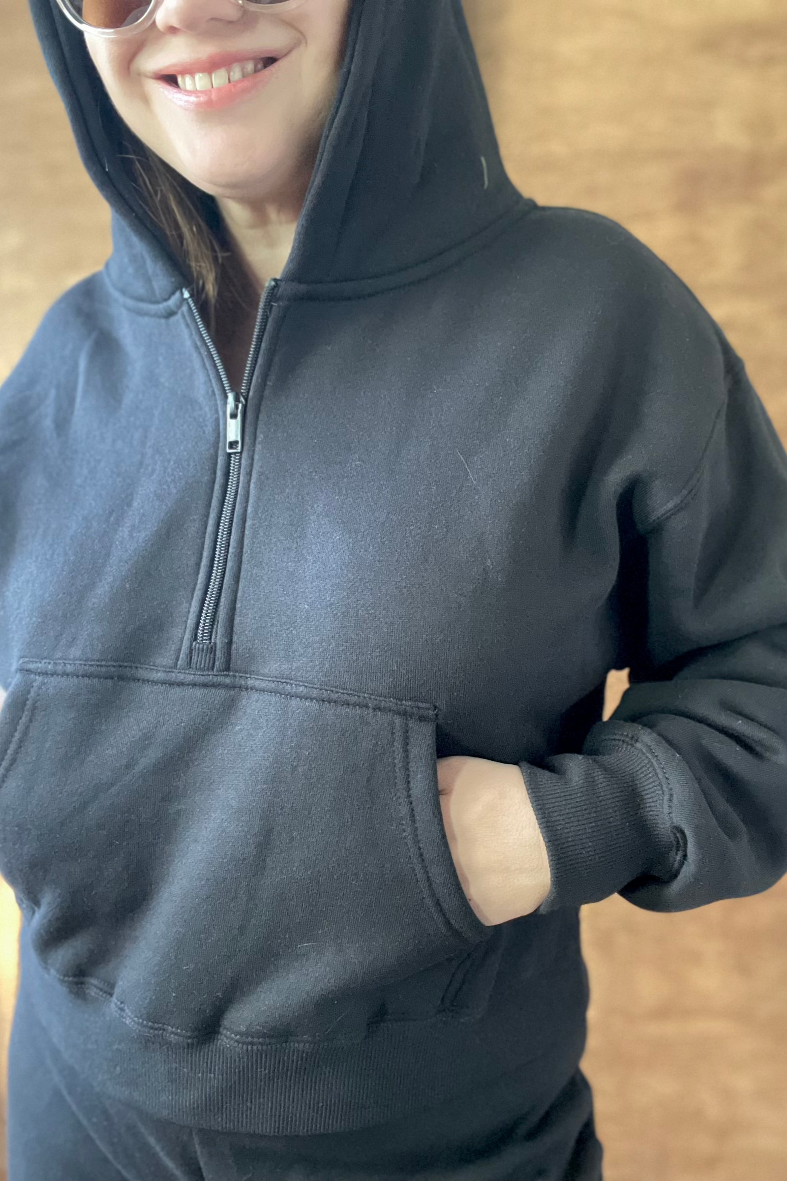 Half Zip Boxy Hoodie