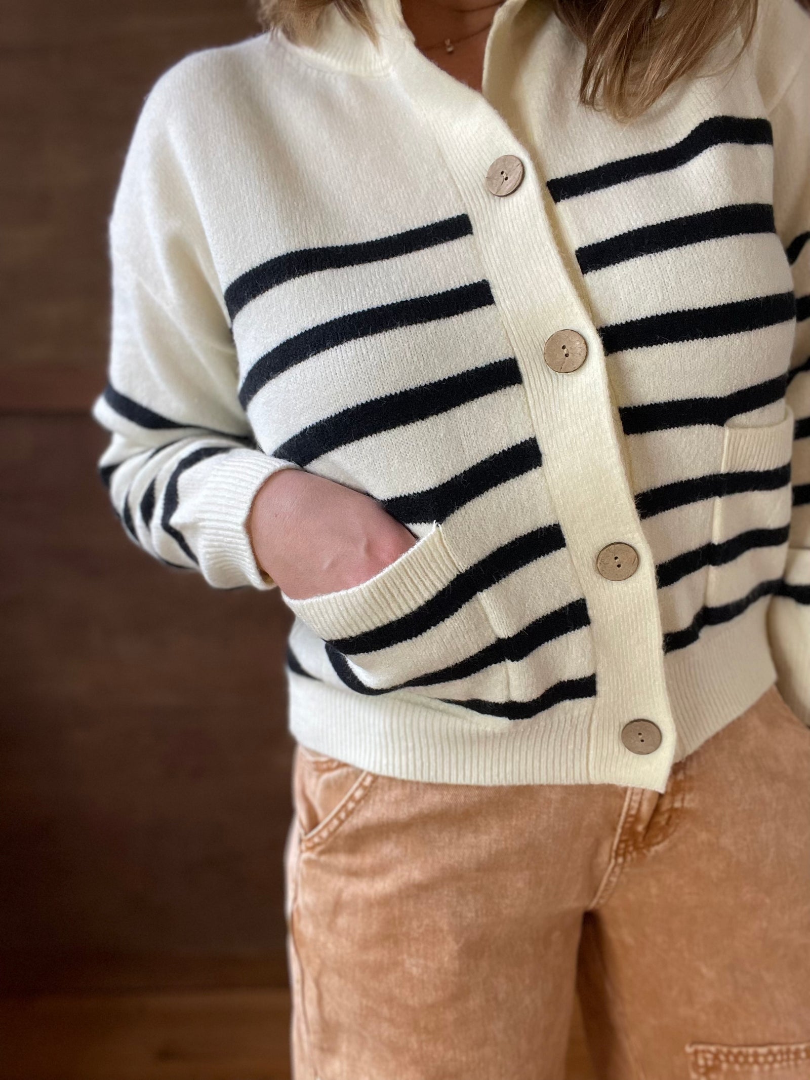 Striped Fine Gauge Cardigan