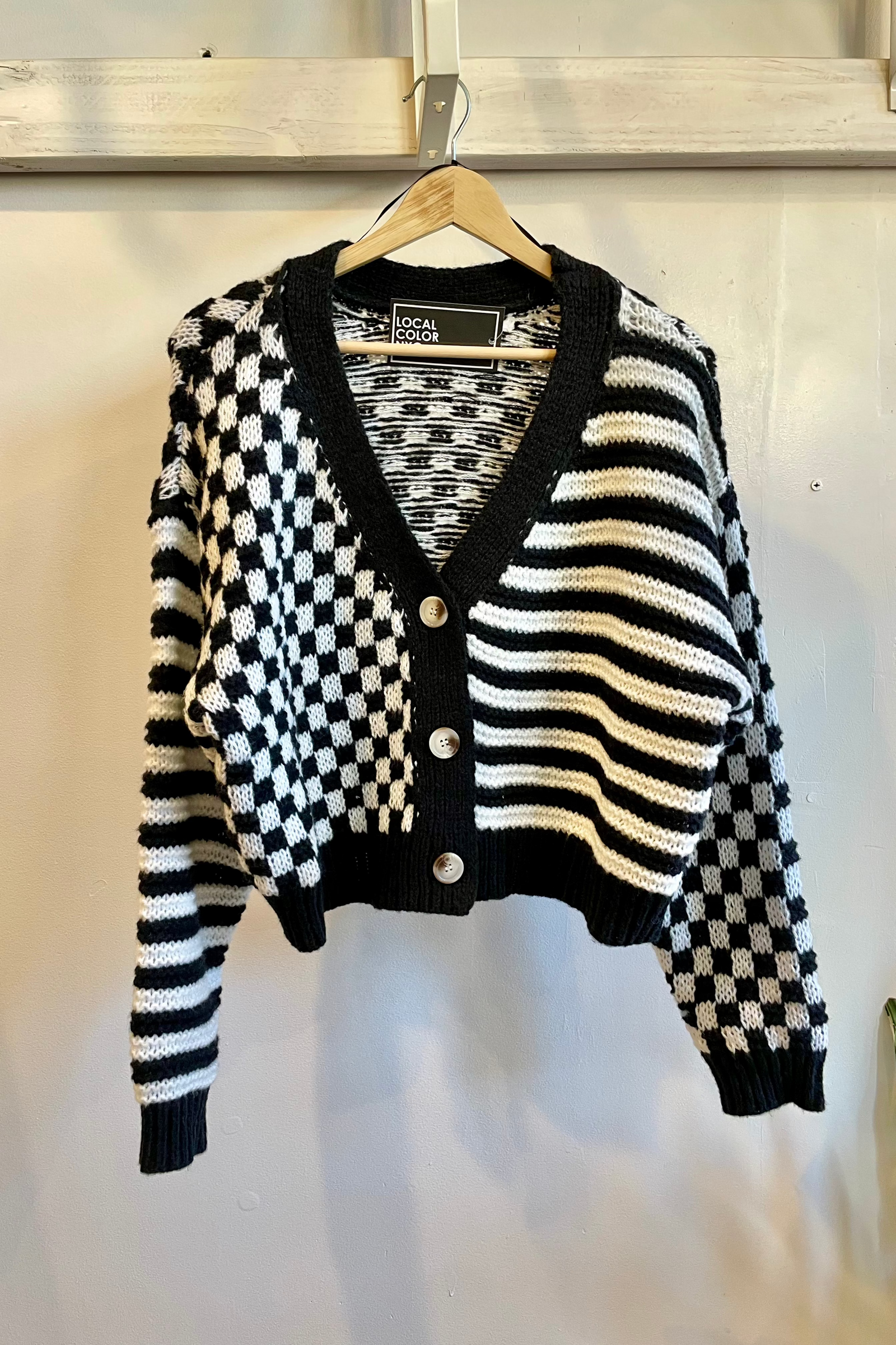 Checker Stripe Cardigan