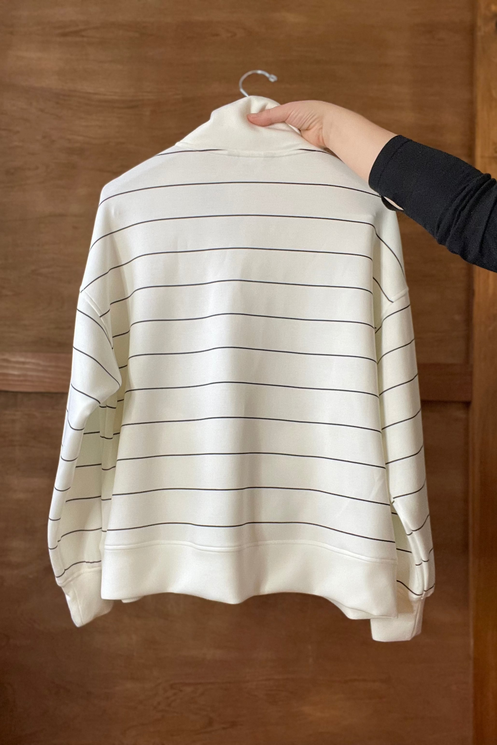 Luxe Stripe Quarter Zip Pullover Sweatshirt