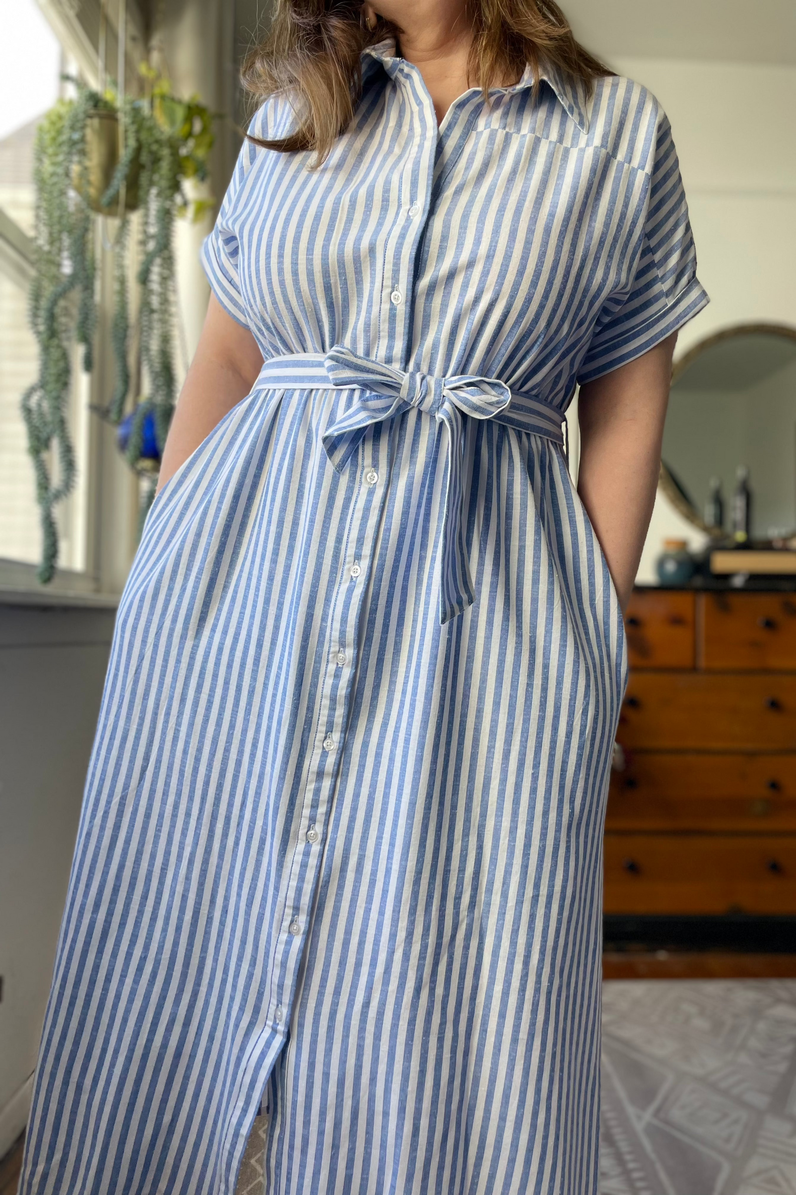 Striped Midi Shirt Dress