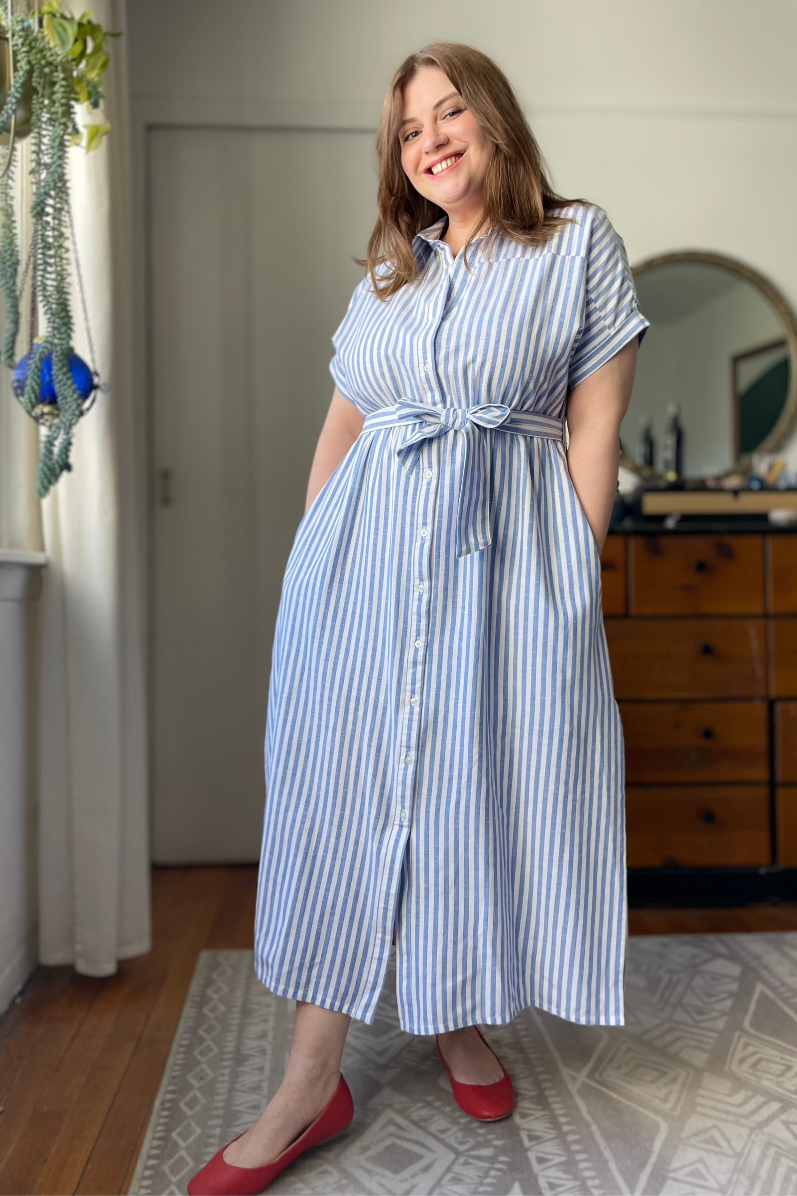 Striped Midi Shirt Dress